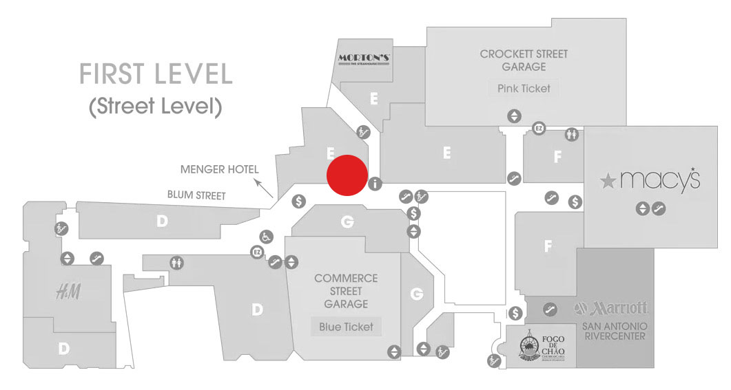Rivercenter mall map for James Avery