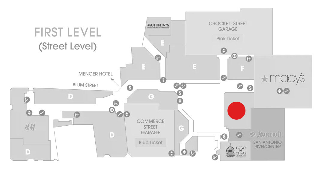 Rivercenter mall map for Avis