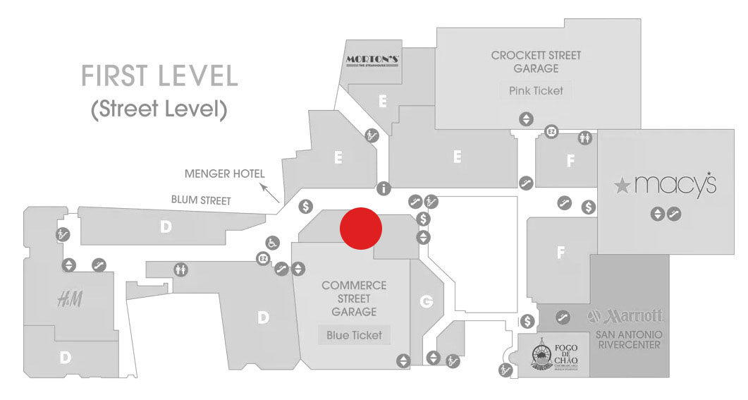 Rivercenter mall map for Dallas Cowboys store