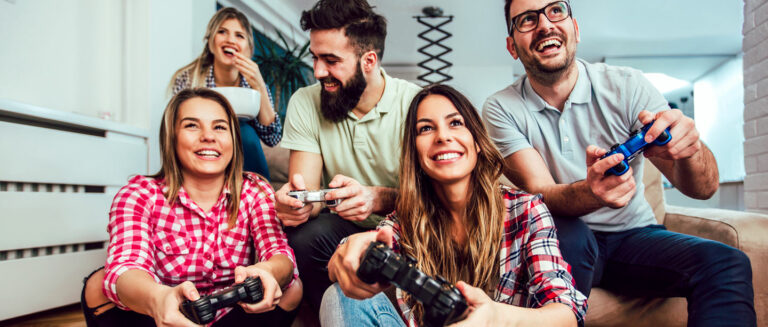 group of people playing video games