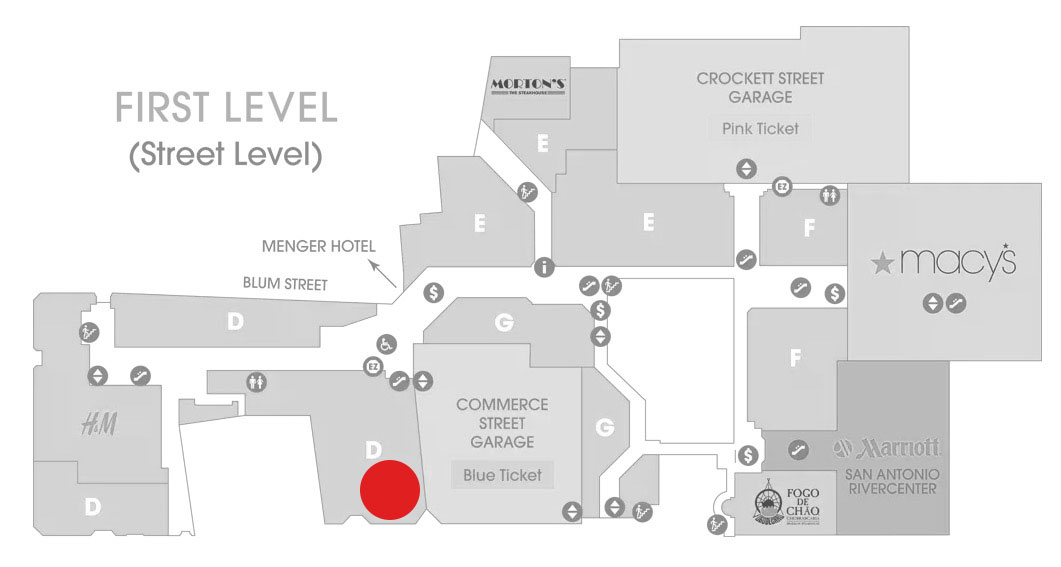 Rivercenter Mall map first level