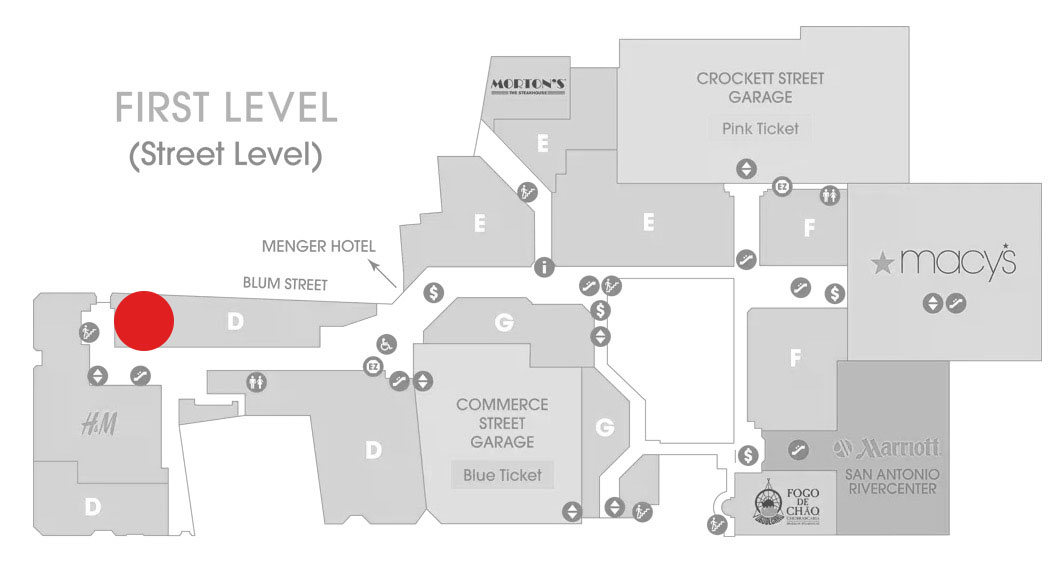 Rivercenter Mall Map for Starbucks