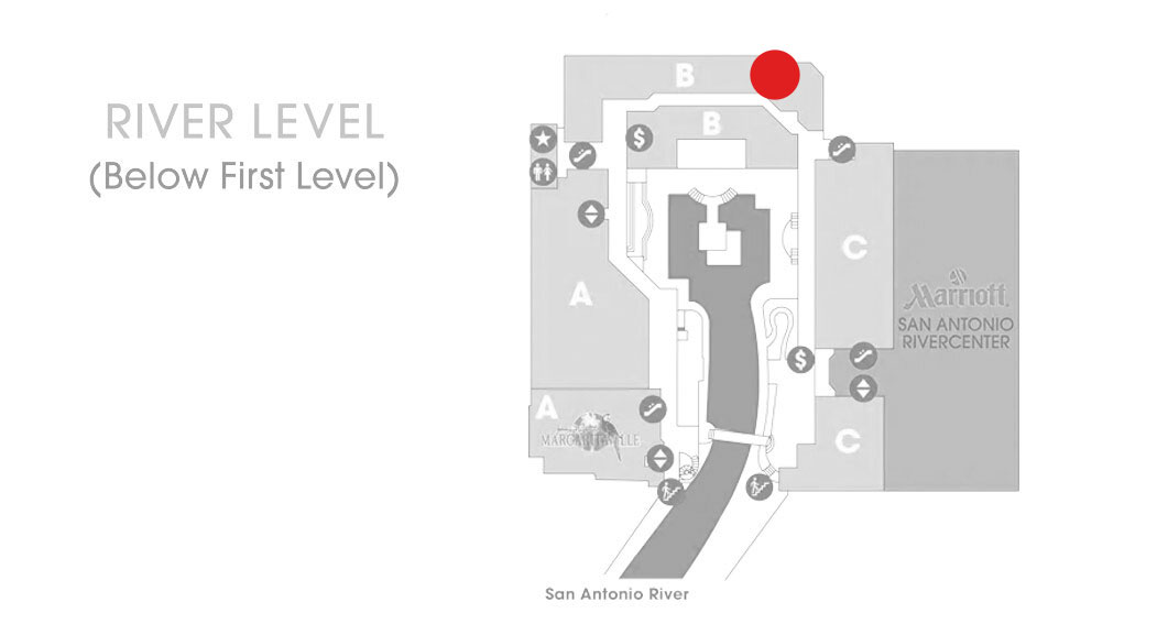 Rivercenter Mall river level map