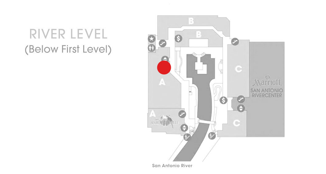 Rivercenter Mall map for Time out corner store