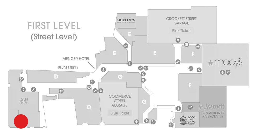 Rivercenter mall map for Wyndham